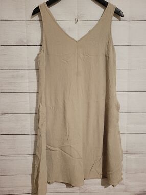 Soft Surroundings Womens  Tank Dress Size Medium Pockets  Khaki Lined